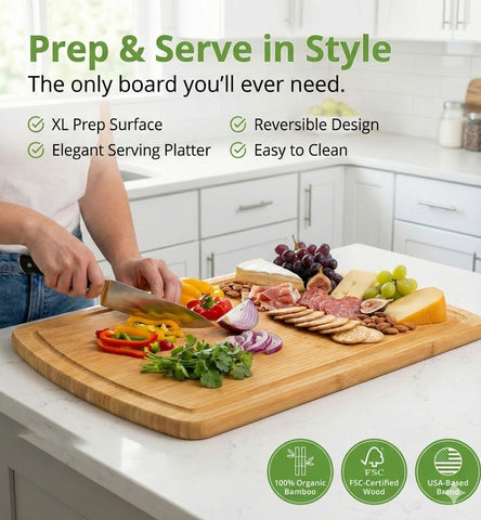 Greener Chef board used for charcuterie setup demonstrating presentation