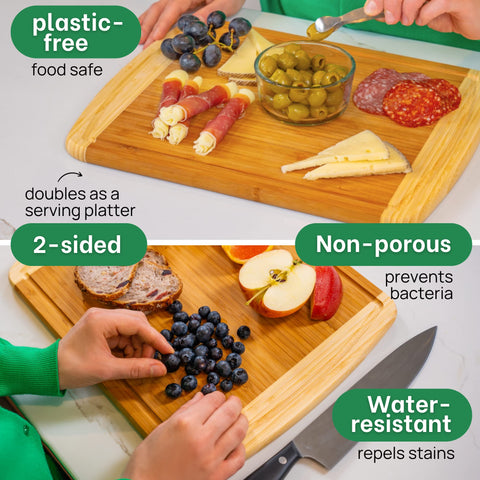Greener Chef serving board with charcuterie on table highlighting presentation and versatility