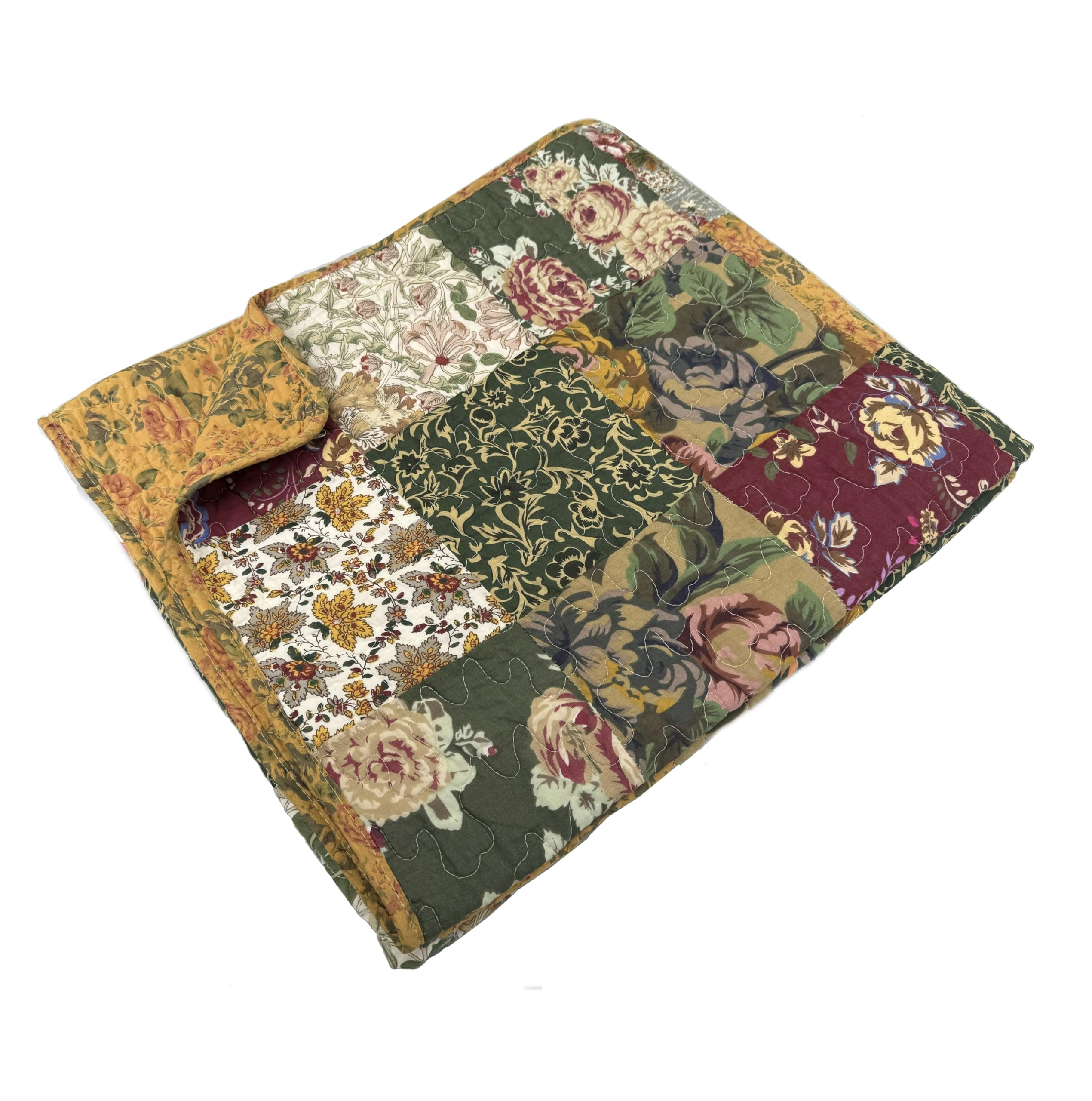 Greenland Home Fashions front view of quilted patchwork throw, shows full pattern and color