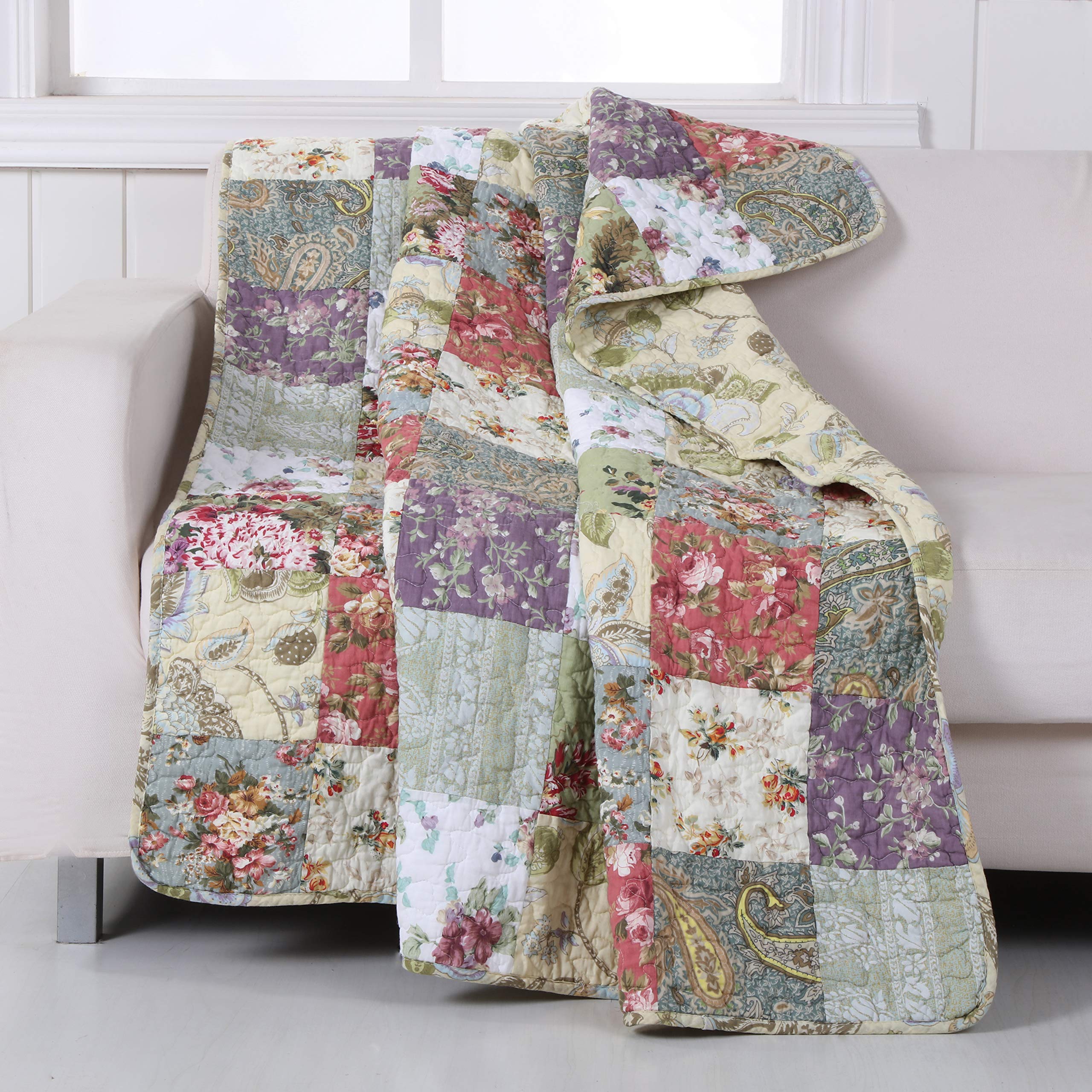 Greenland Home Blooming Prairie Jacobean reverse showing floral print and coordinated style