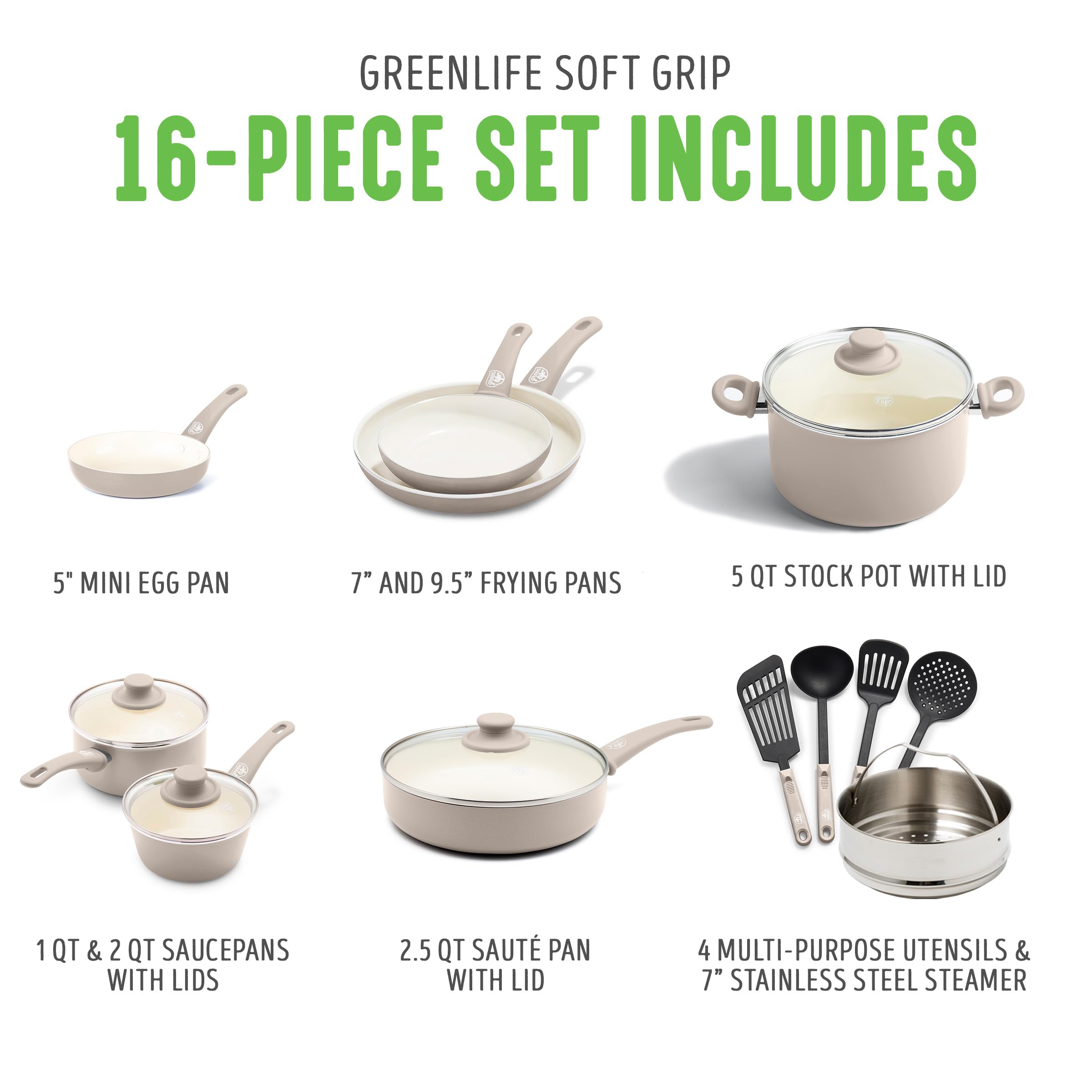 GreenLife 4-inch mini frypan beside utensil showing compact size advantage