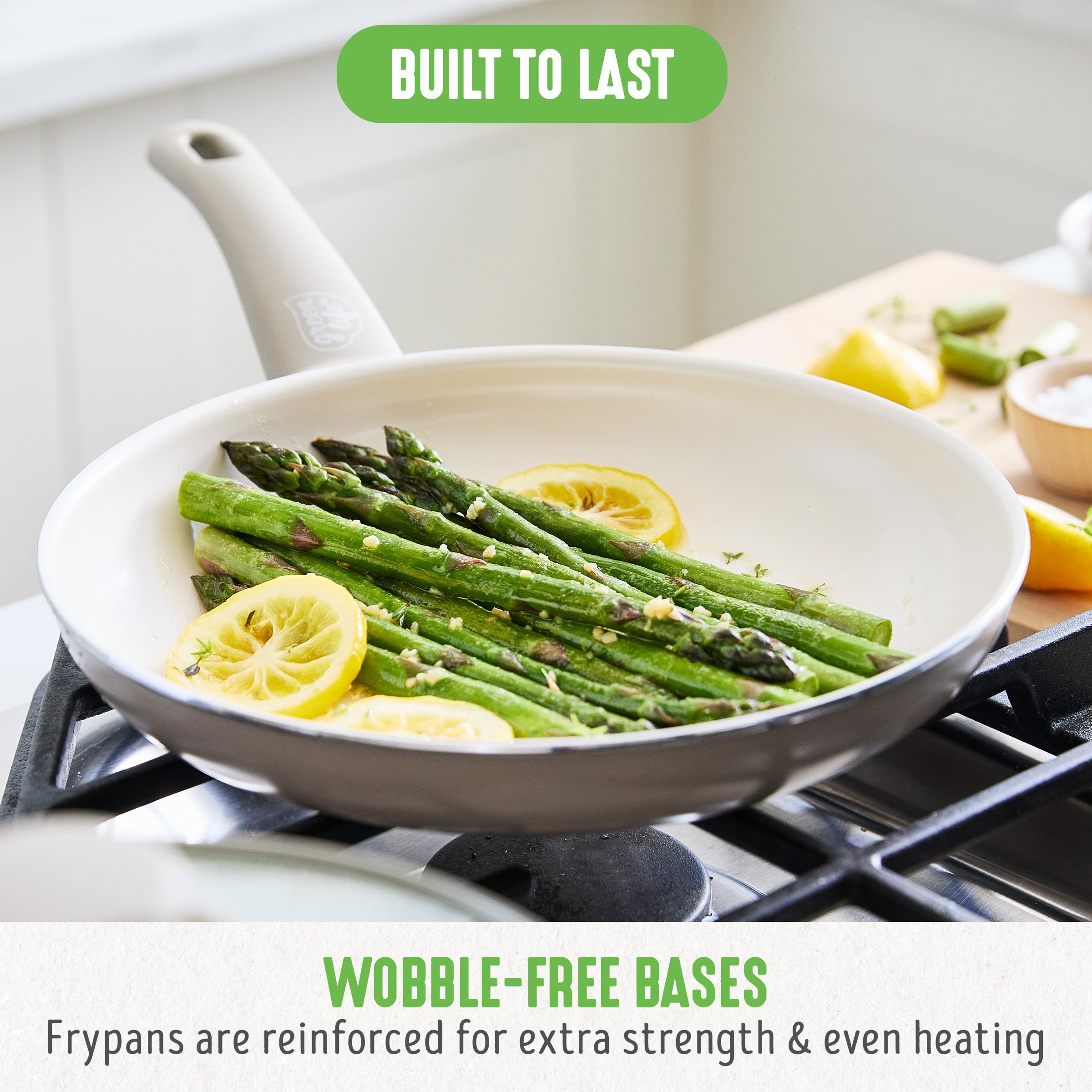 GreenLife stockpot and stainless steamer showing large-capacity convenience