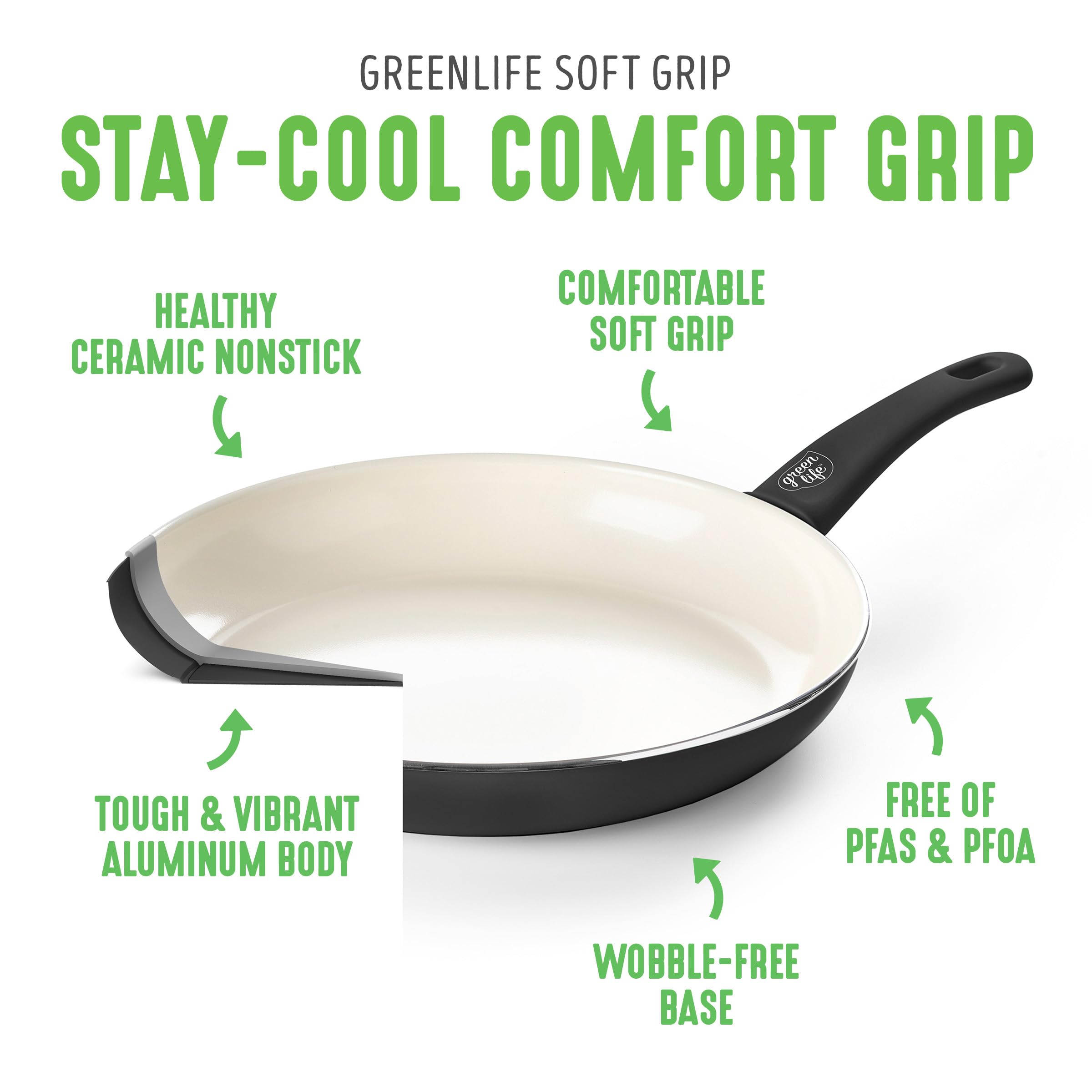 GreenLife ceramic nonstick interior texture for effortless release and cleanup