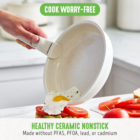GreenLife close-up of diamond-infused ceramic surface highlighting durable nonstick release benefit