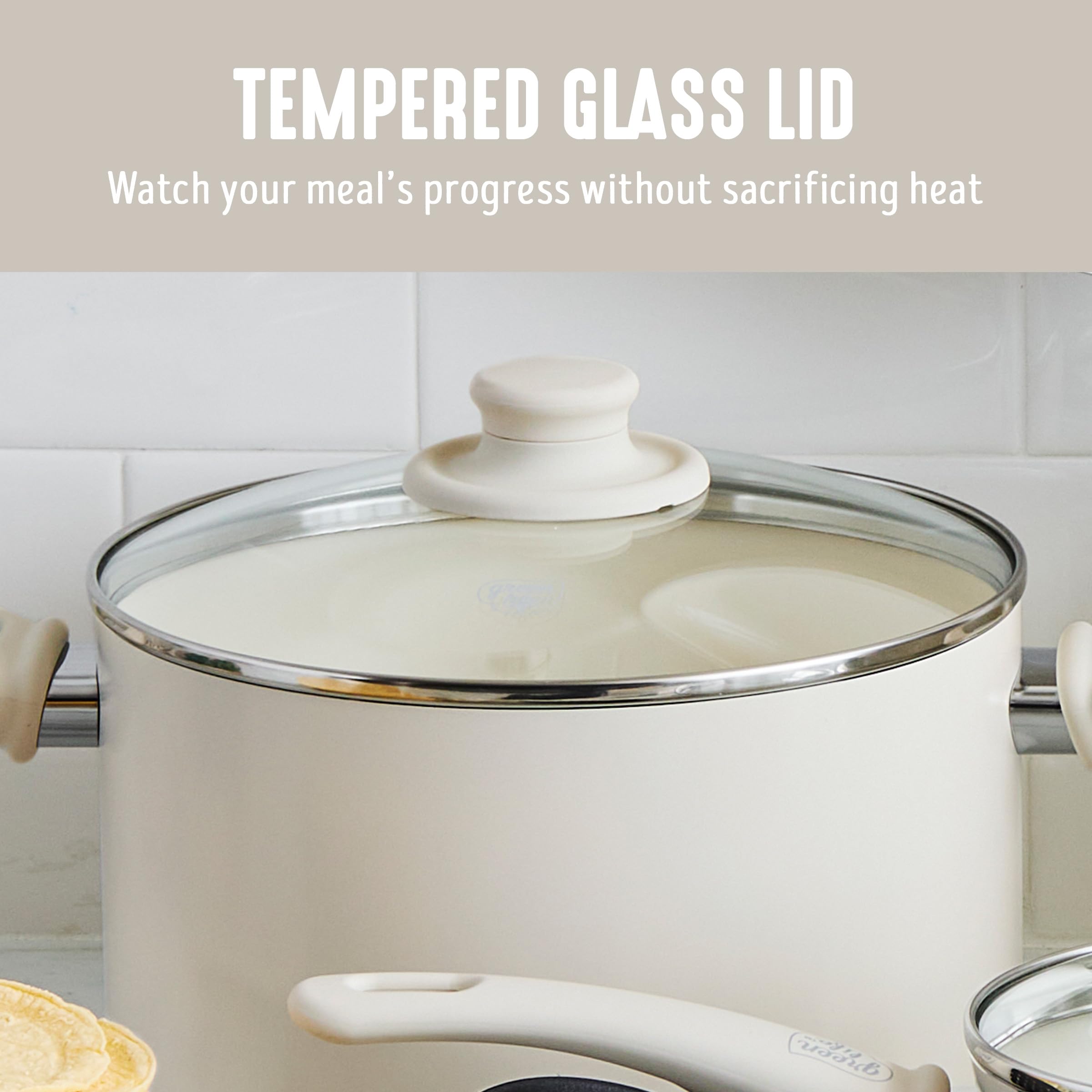 GreenLife pan being placed in oven to 350°F showing oven-safe versatility