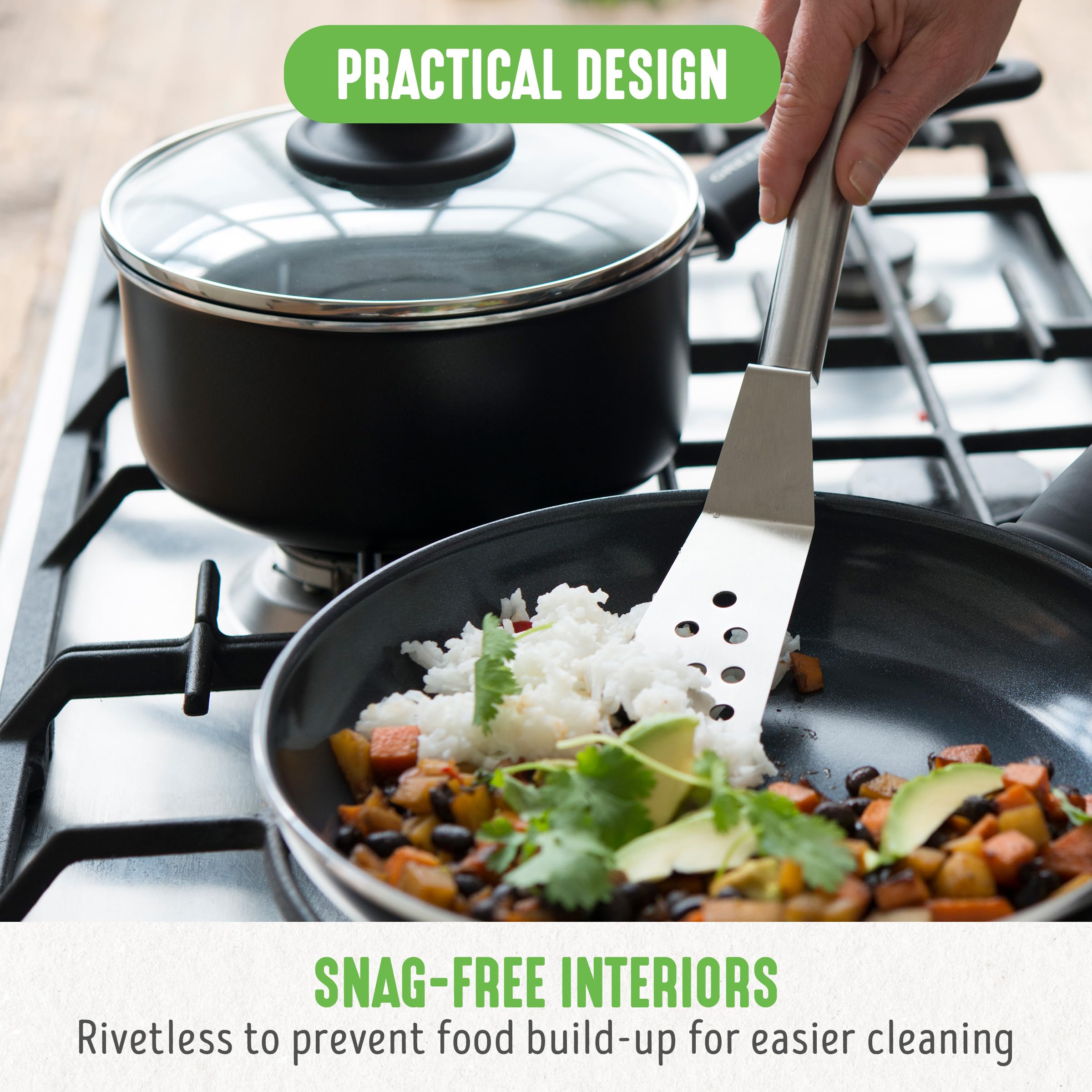 GreenLife 4-inch mini frypan demonstrating quick single-serve frying advantage