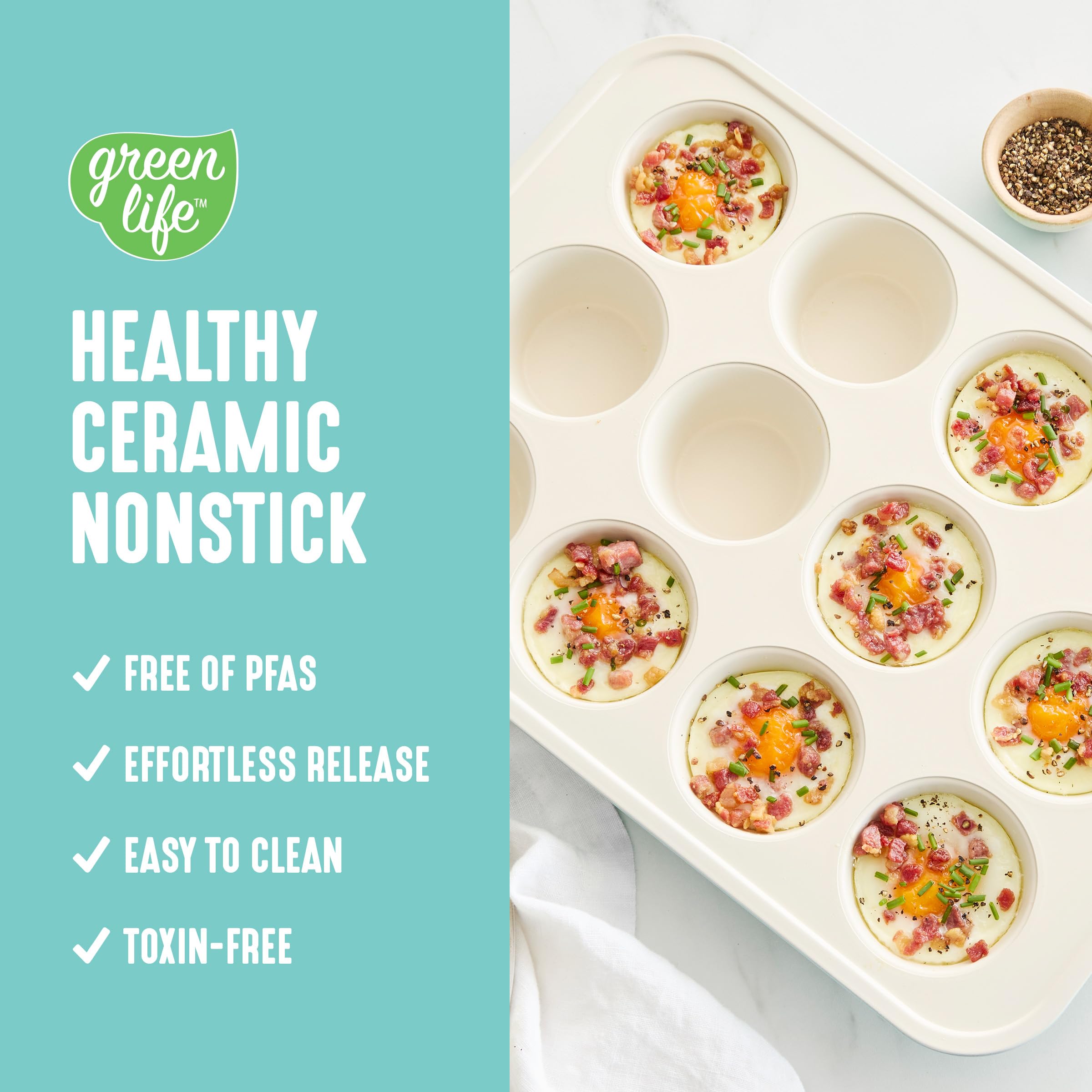 greenlife close-up of ceramic nonstick surface highlighting easy-release benefit