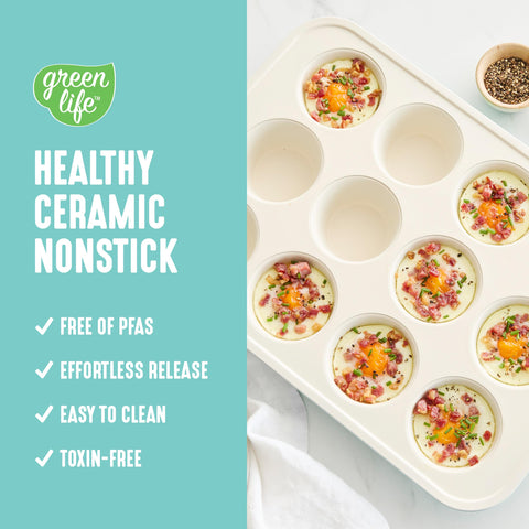 greenlife close-up of ceramic nonstick surface highlighting easy-release benefit