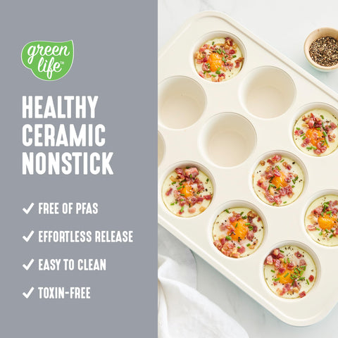 GreenLife ceramic surface close-up highlighting nonstick coating for effortless release