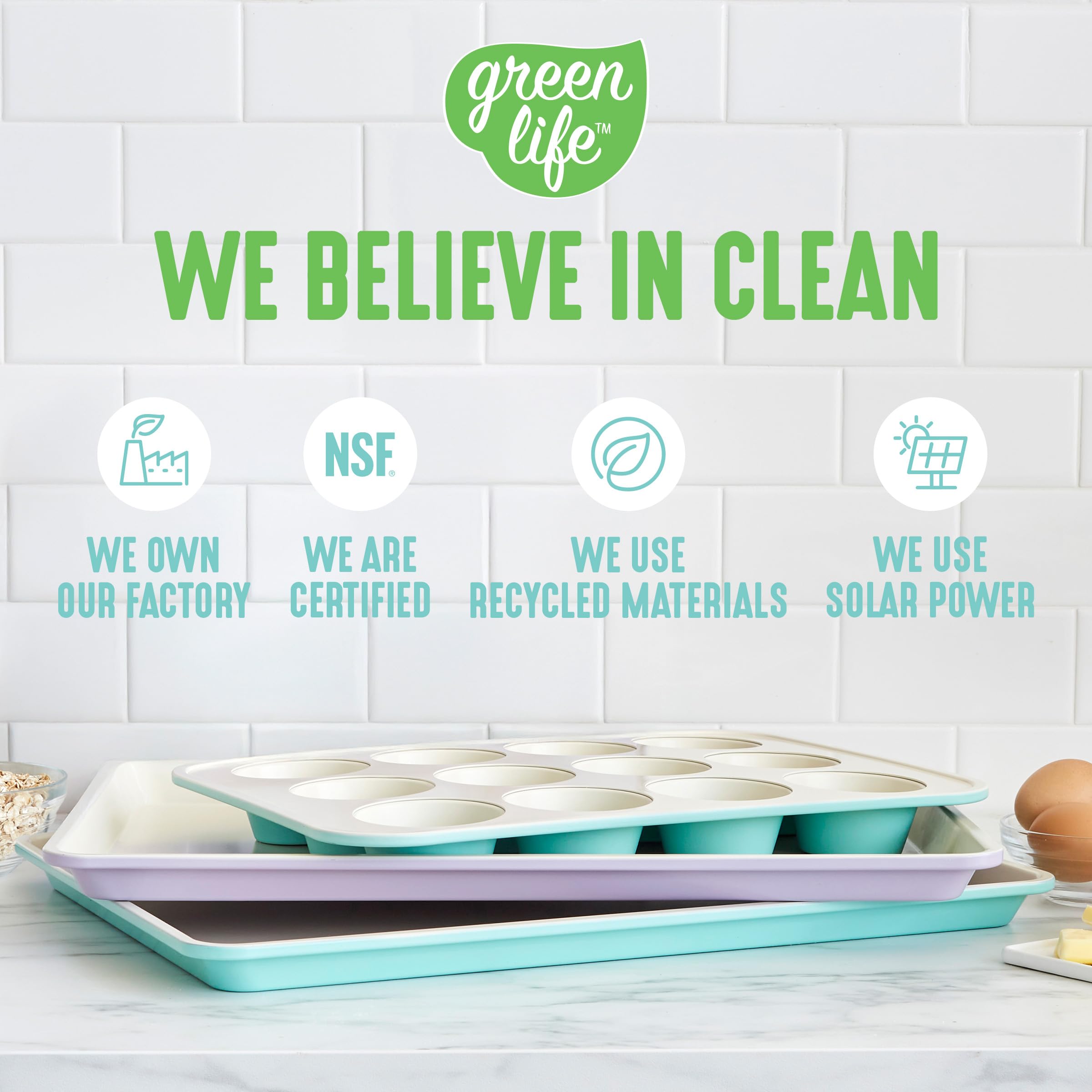greenlife pan on kitchen counter in use showing cheerful kitchen upgrade benefit