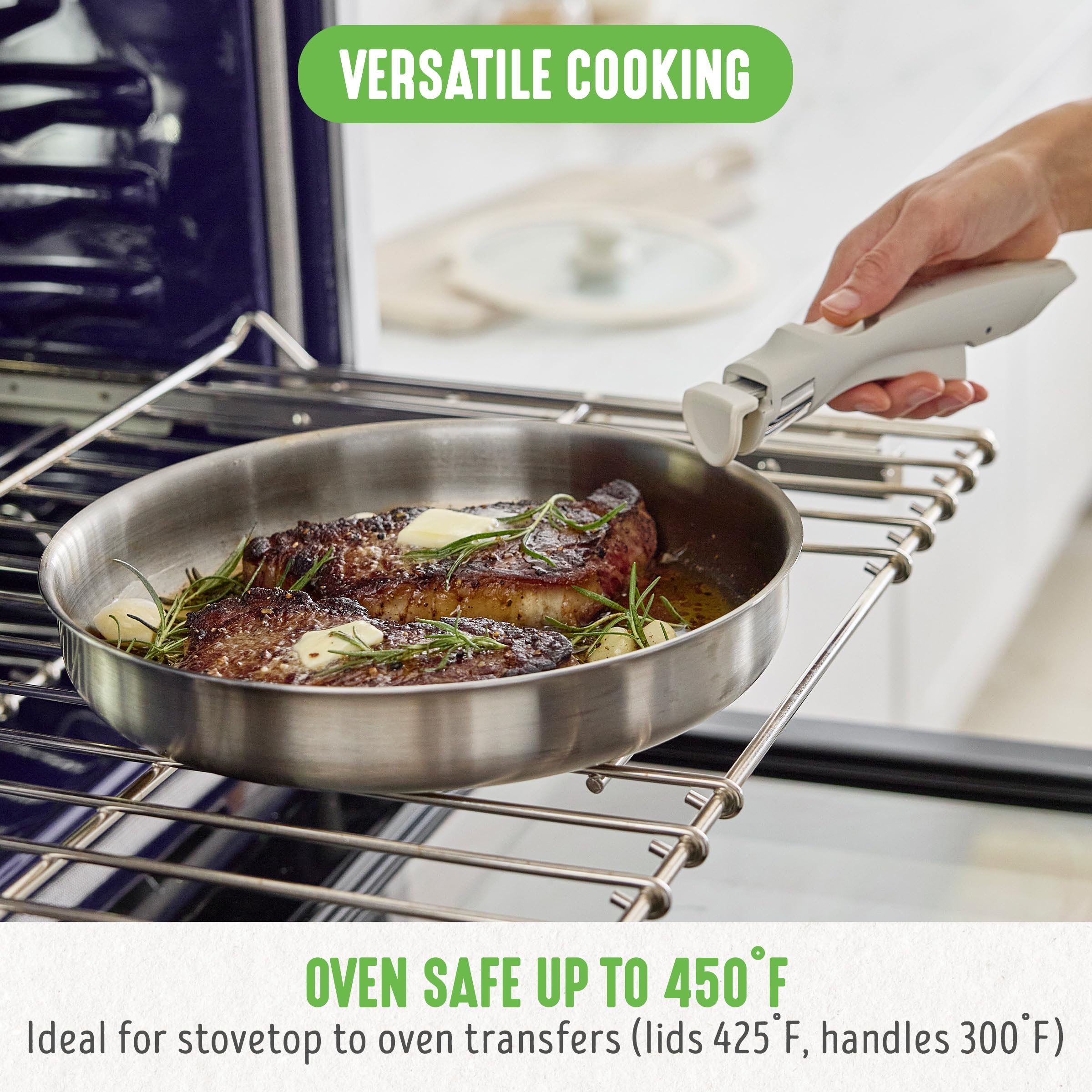 GreenLife frying on induction cooktop showing induction-ready base and performance