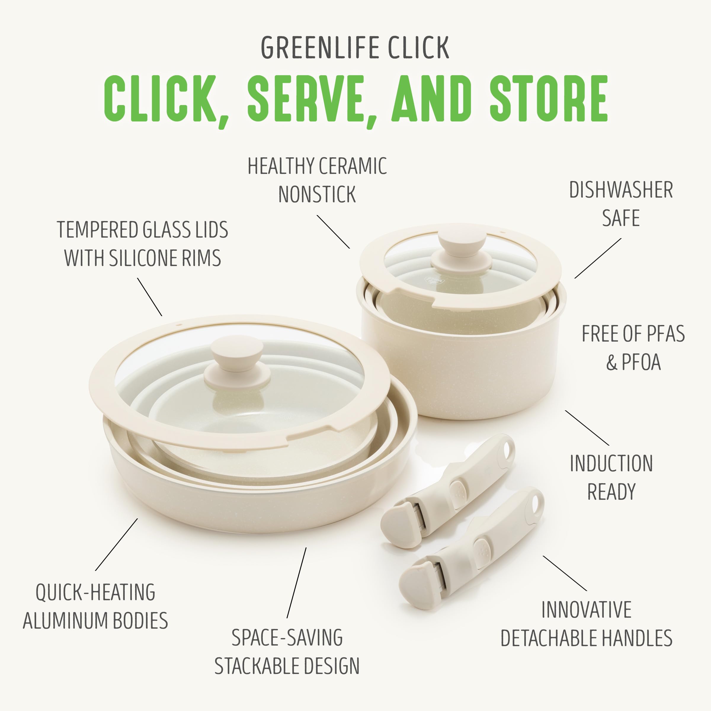 GreenLife oven-safe pan in oven with handle removed showing high-temperature versatility benefit