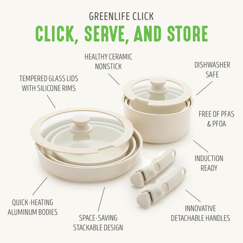 GreenLife oven-safe pan in oven with handle removed showing high-temperature versatility benefit