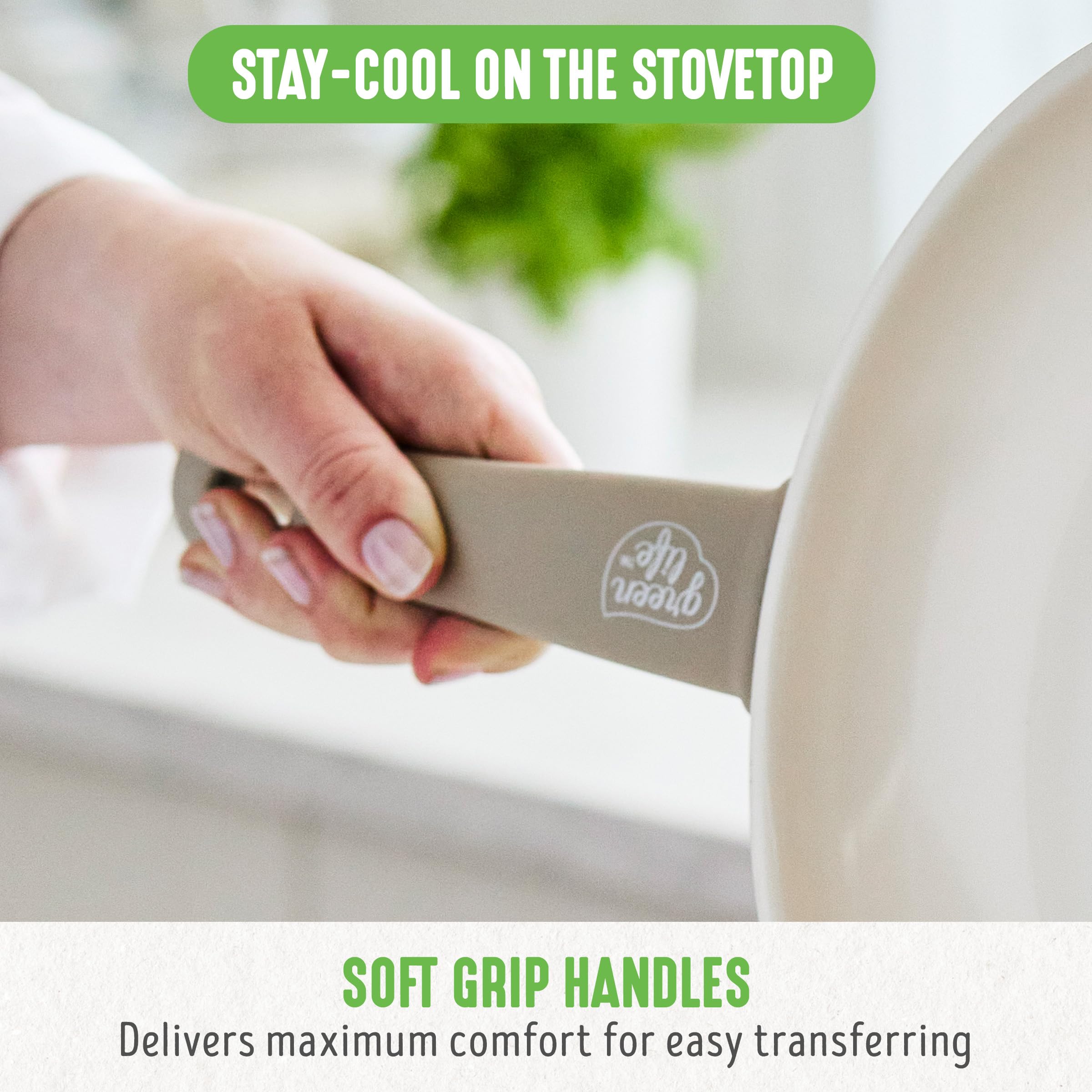 GreenLife soft grip handle closeup showing ergonomic comfort and safety