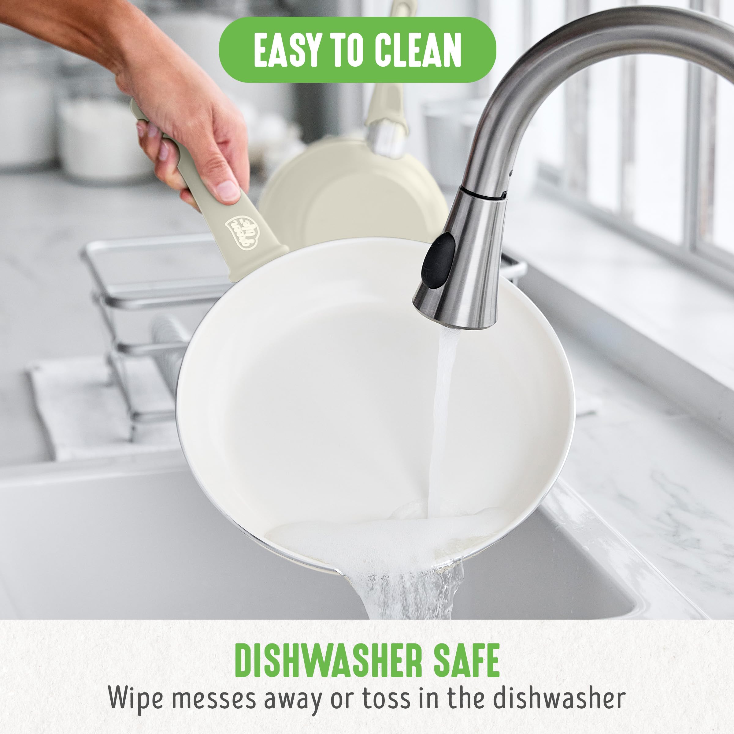 GreenLife tempered glass lids detail allowing visual monitoring while cooking