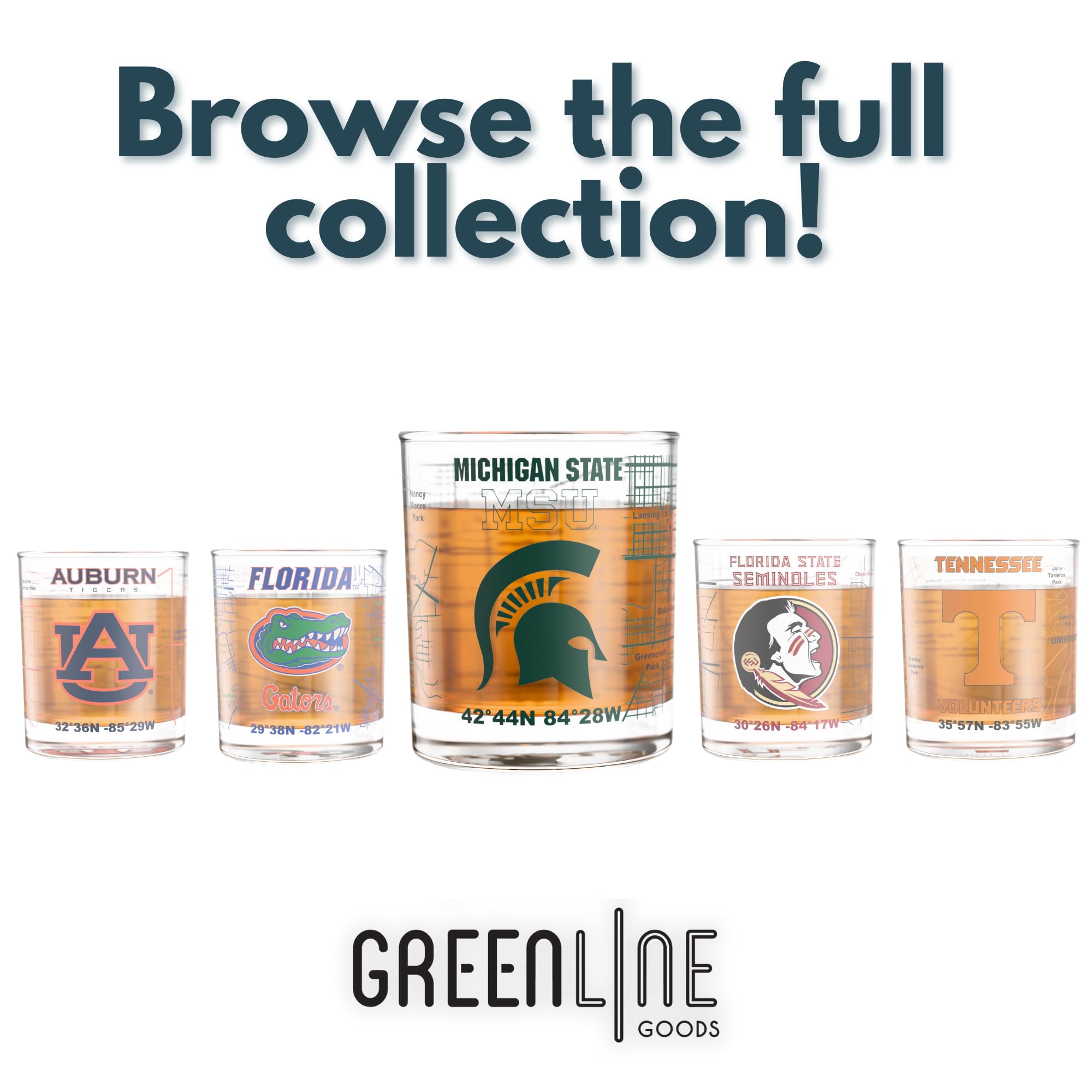 Greenline Goods glass poured with whiskey showing clarity and sturdy design for enjoying drinks