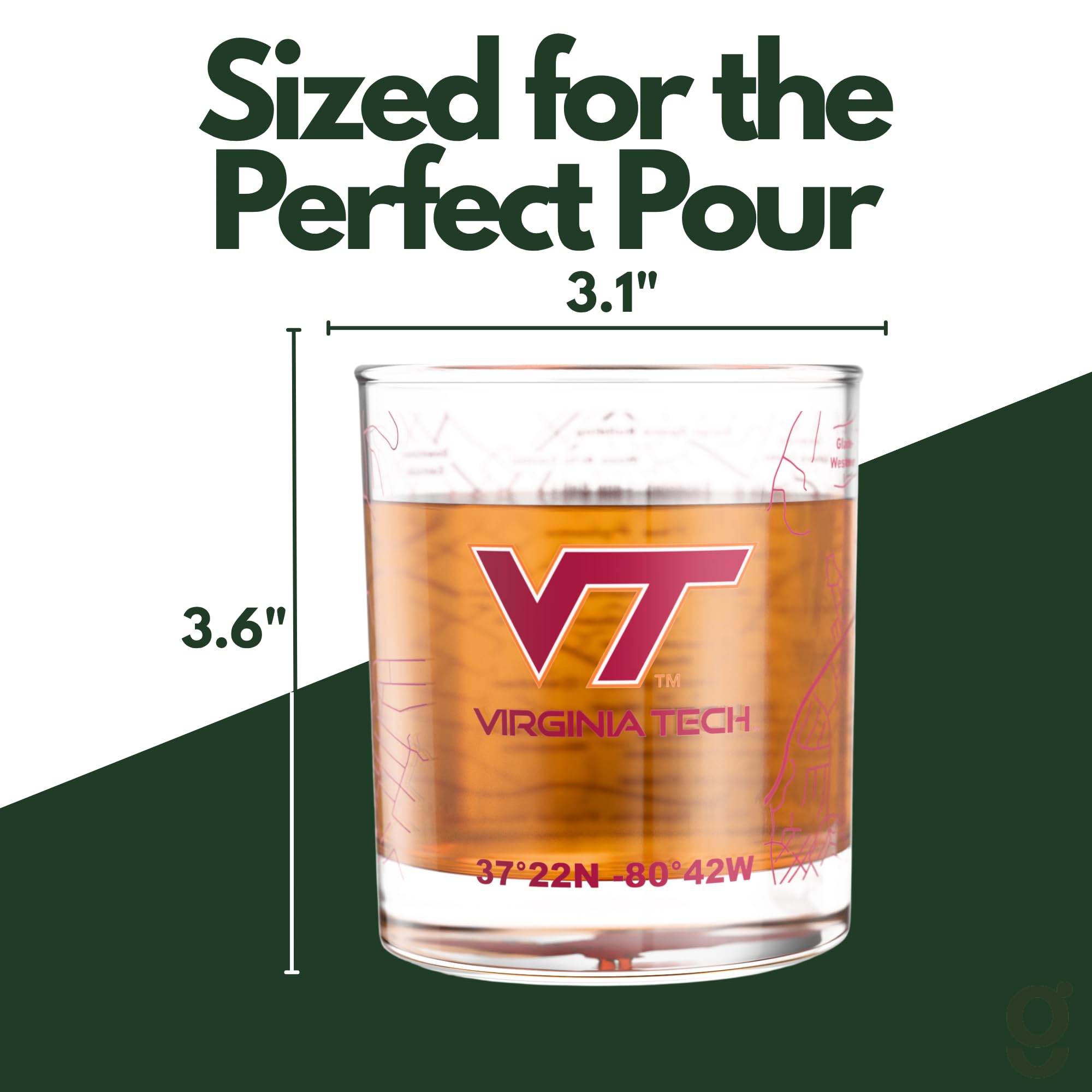 Greenline Goods glasses displayed on bar cart adding collegiate style to home entertaining