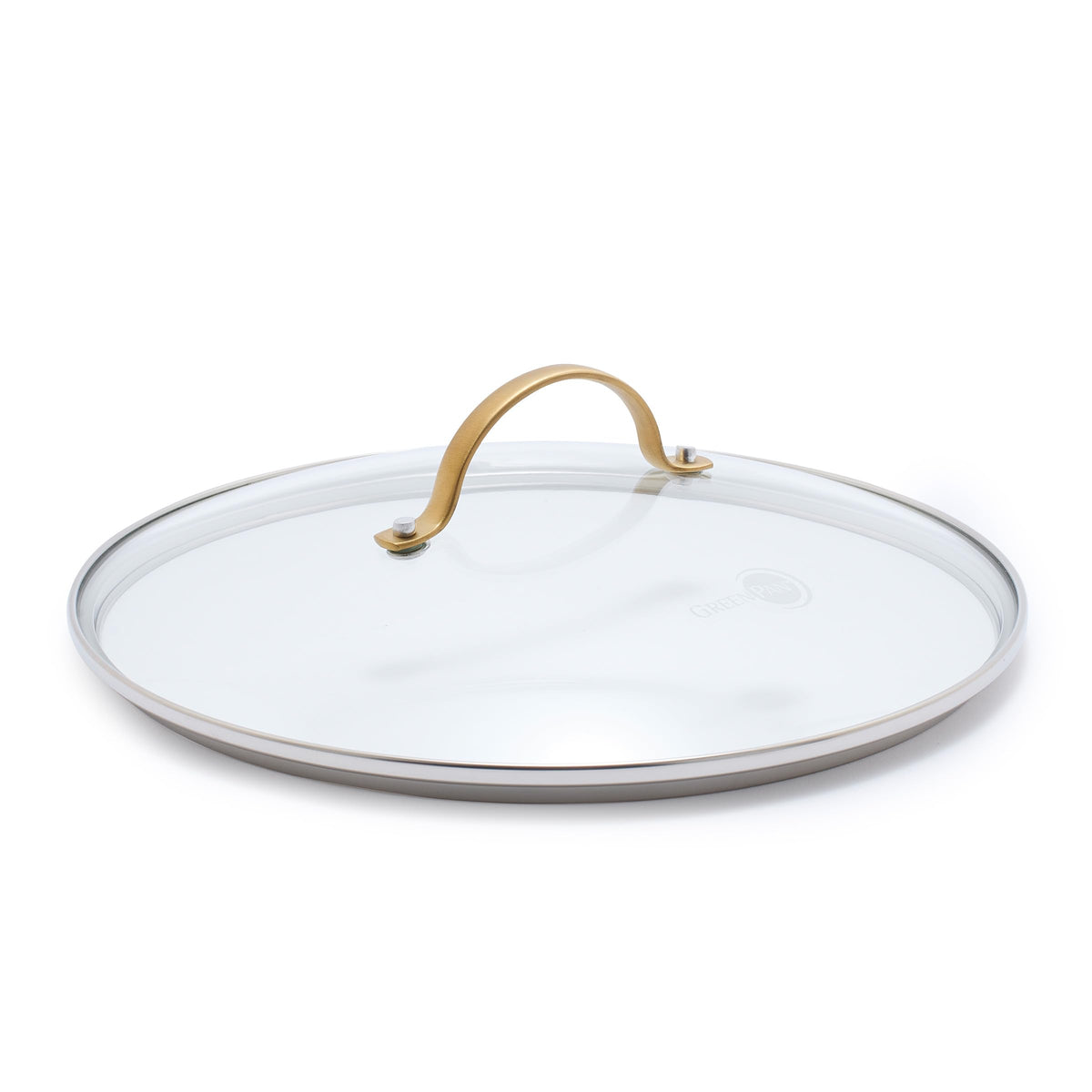 GreenPan 10-inch lid front view showing clear glass and stylish benefit