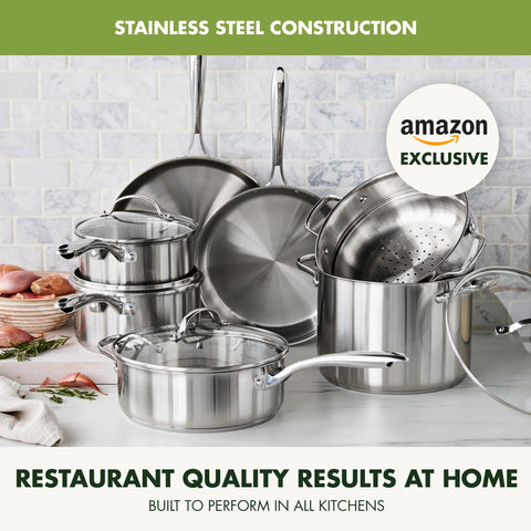 GreenPan 12-inch frying pan searing steak to show even browning benefit