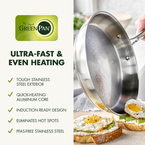 GreenPan 8QT stockpot with lid holding soup, ideal for large-batch cooking