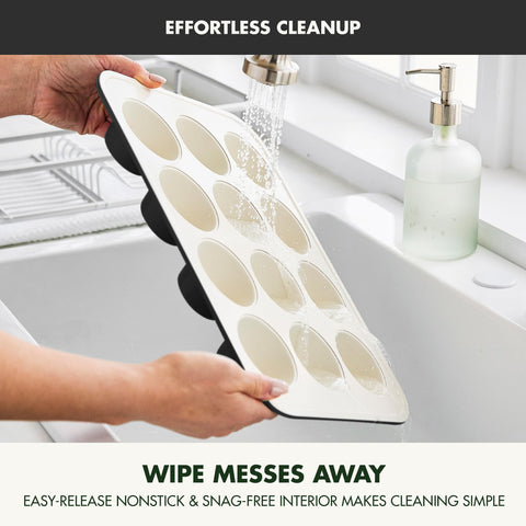 GreenPan Bakewell being gently hand-washed showing easy-clean maintenance