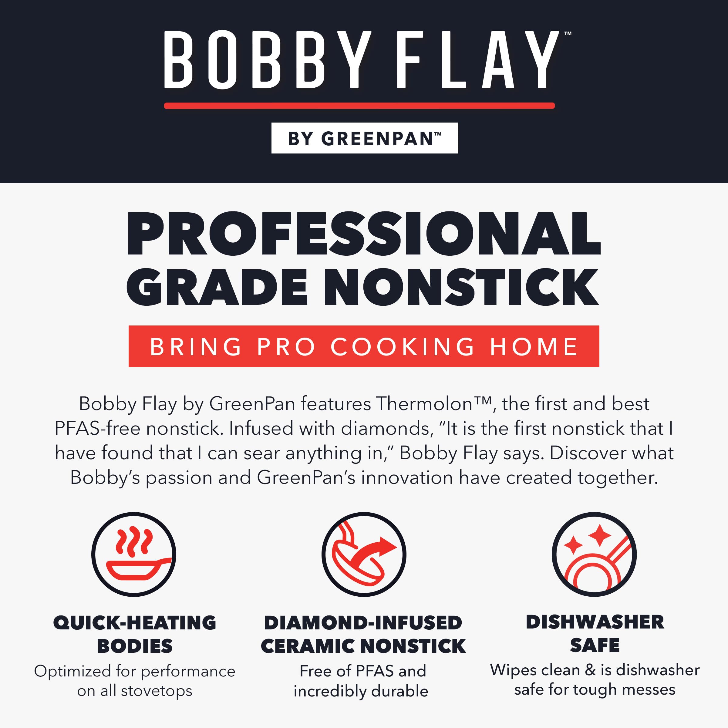 GreenPan x Bobby Flay solid turner slotted spoon and spatula showing versatile cooking assistance