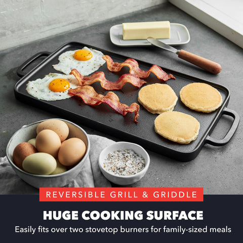 GreenPan Bobby Flay full surface shot showing 11x16.5 inch area, family-sized capacity