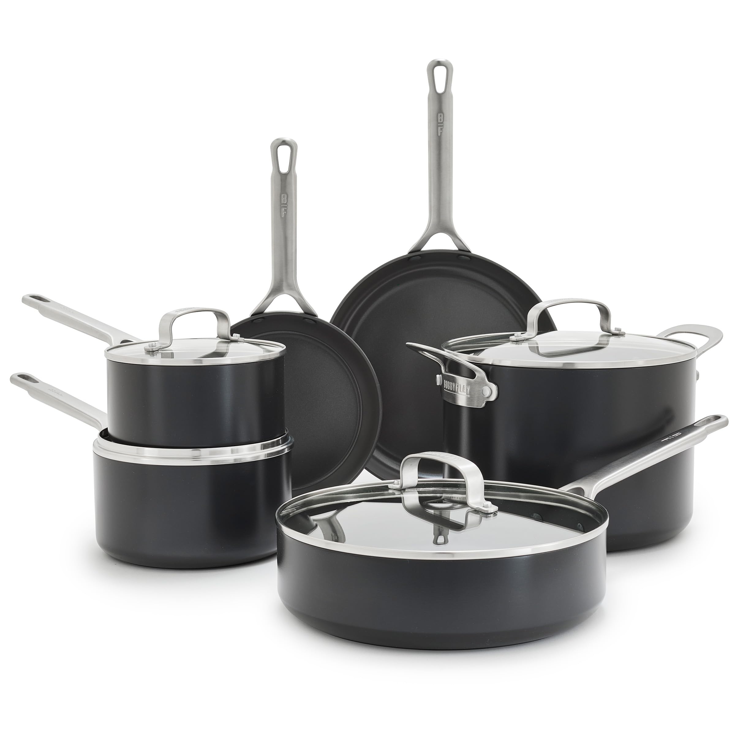 GreenPan x Bobby Flay full 10-piece set displayed — versatile cookware for every meal