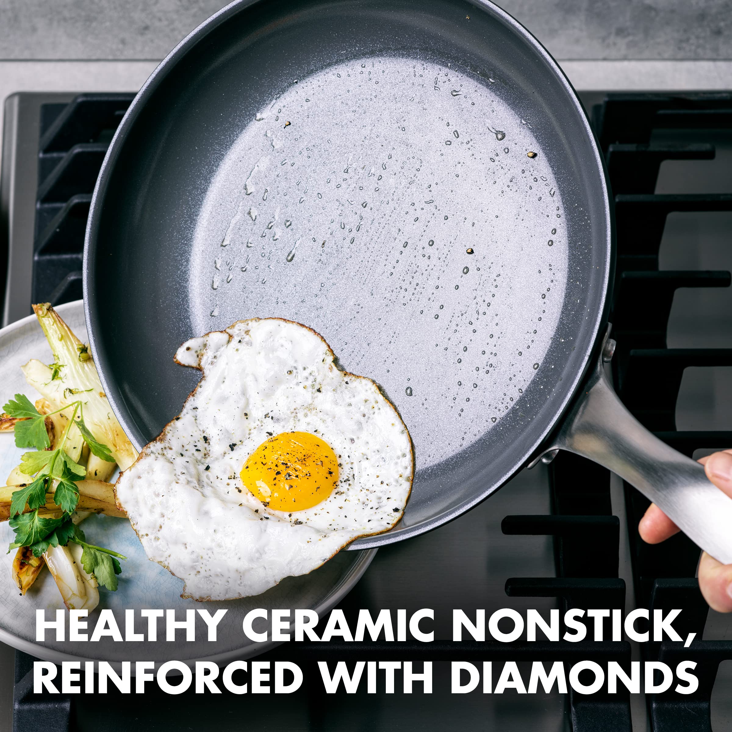 GreenPan close-up of ceramic diamond-reinforced coating for durable nonstick