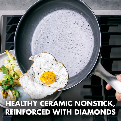 GreenPan close-up of ceramic diamond-reinforced coating for durable nonstick