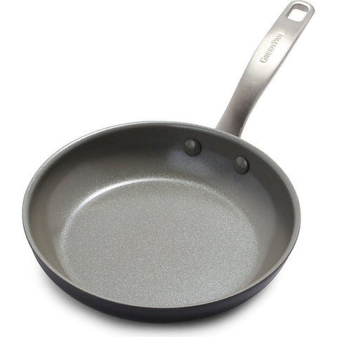 GreenPan Chatham front view showing compact frypan and sleek gray finish for kitchen versatility