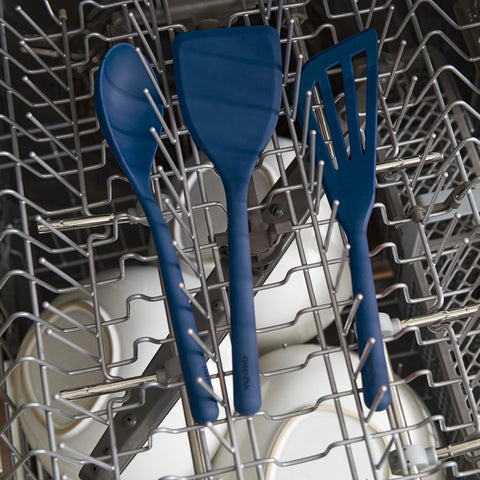 GreenPan spatula and turner in use on stovetop, protecting nonstick pan benefit