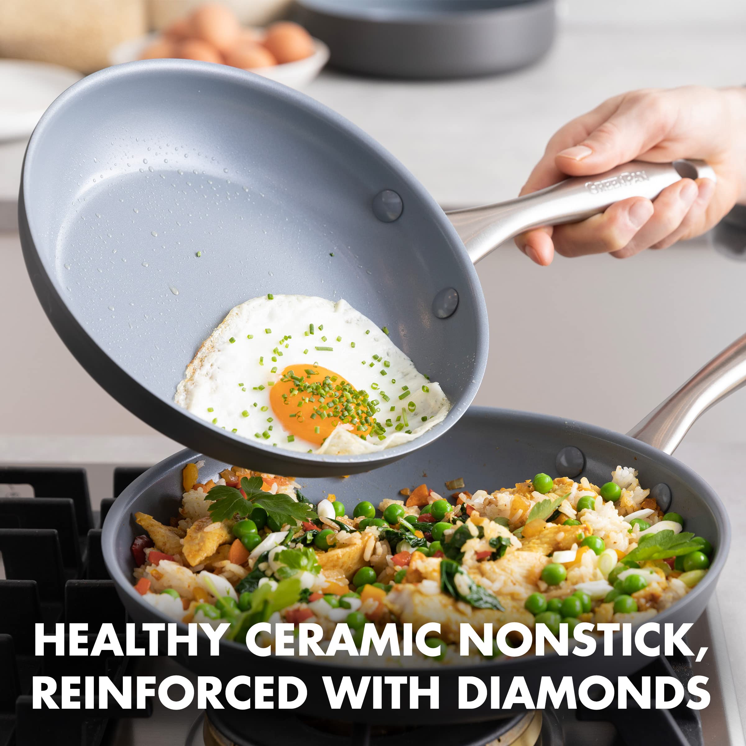 GreenPan Lima close-up of Thermolon ceramic surface for easy release