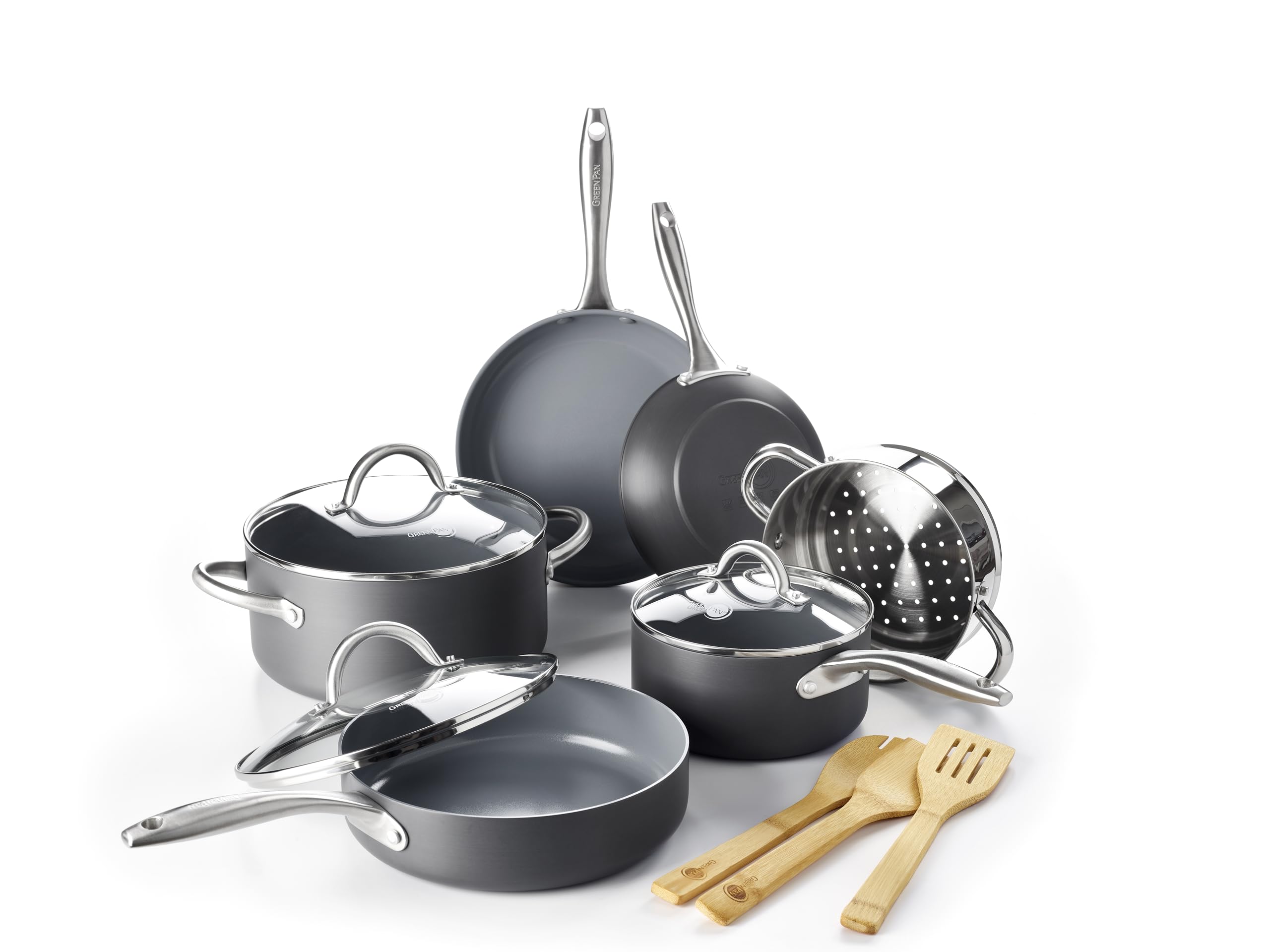 GreenPan Lima front packaging showing full 12-piece set and benefits