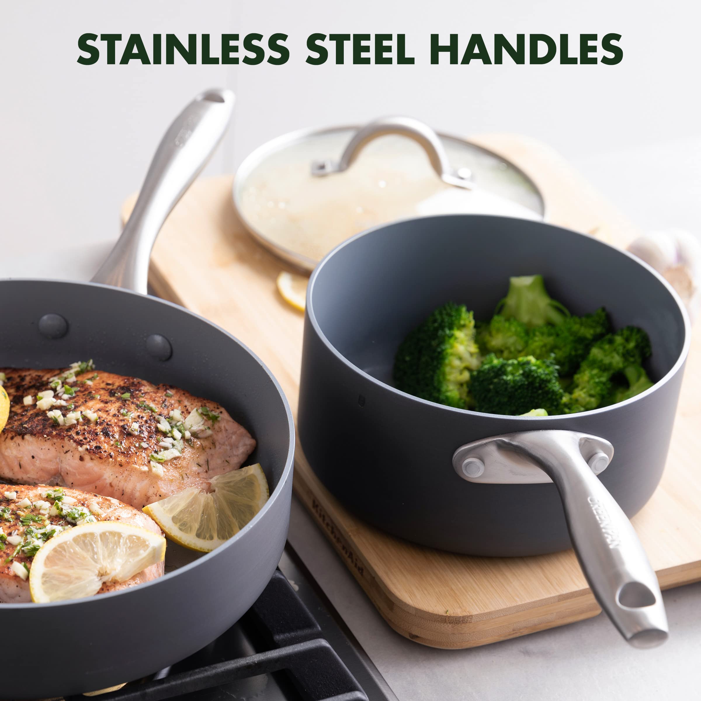GreenPan Lima handle rivet and grip for secure, comfortable handling
