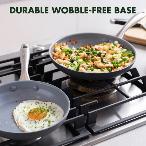 GreenPan Lima cooking omelet in 8-inch pan demonstrating quick release and low-fat cooking