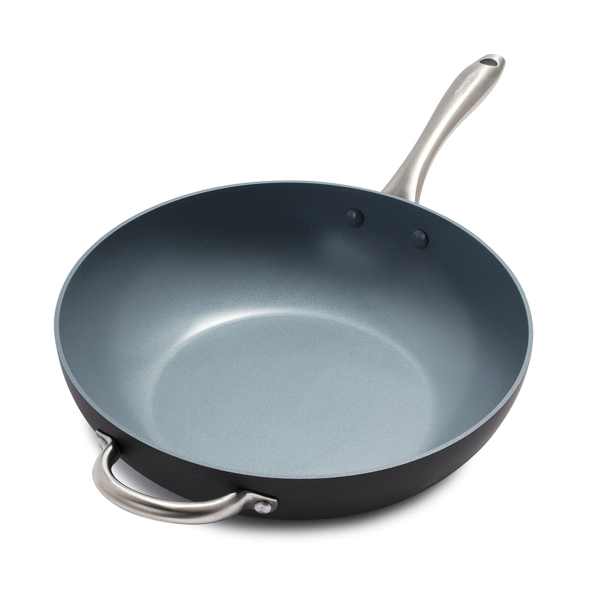 GreenPan Lima wok front view showing shape and finish for easy cooking