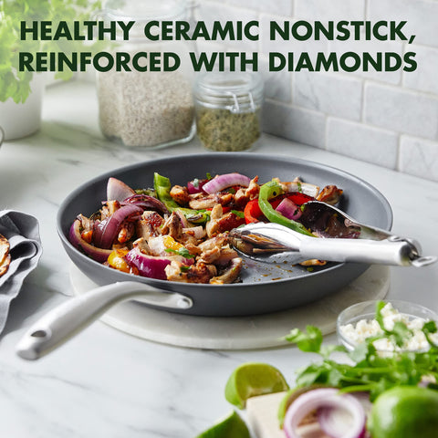 GreenPan Lima close-up of Thermolon ceramic coating for easy food release