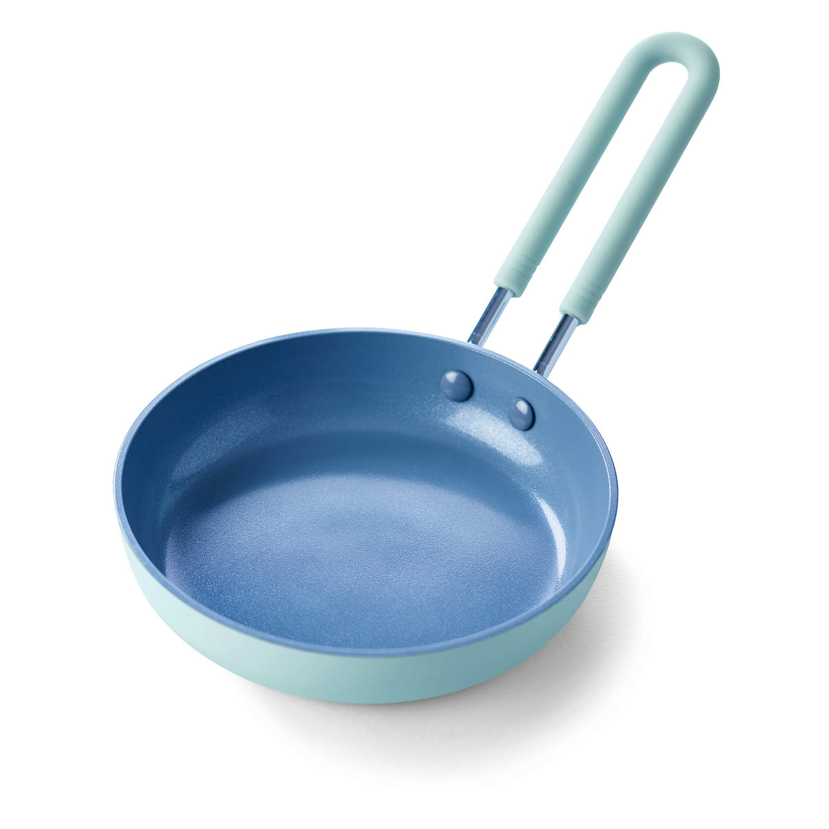 GreenPan Mini front view showing mint green finish and compact size for quick meals