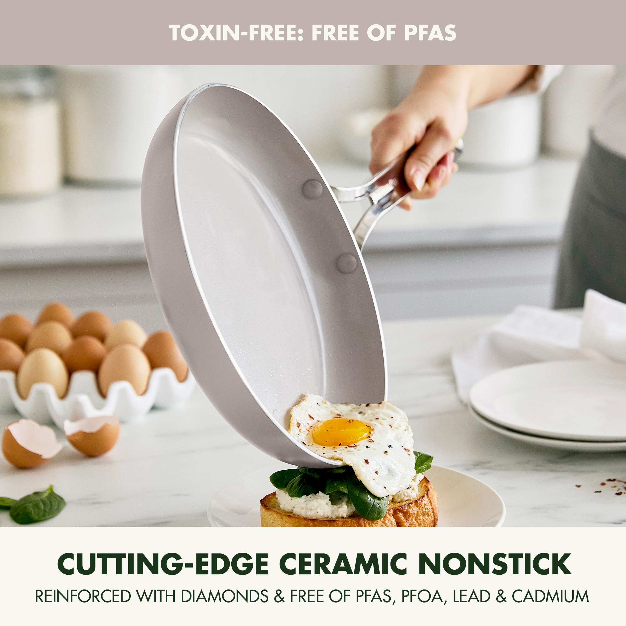 GreenPan 4.37QT sauté pan with forged lid illustrating sturdy oven-ready design