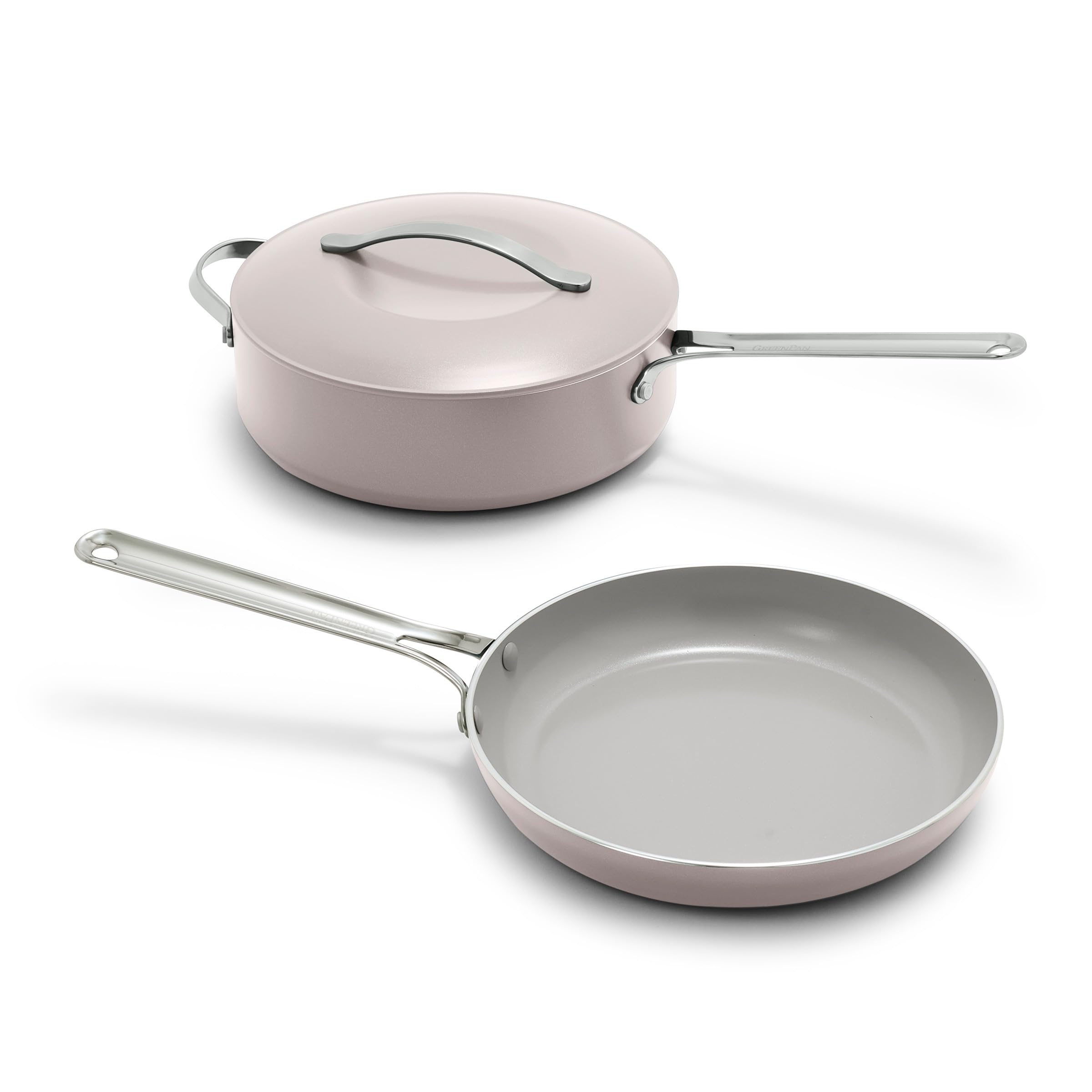 GreenPan front packaging showing set and benefits for healthy cooking