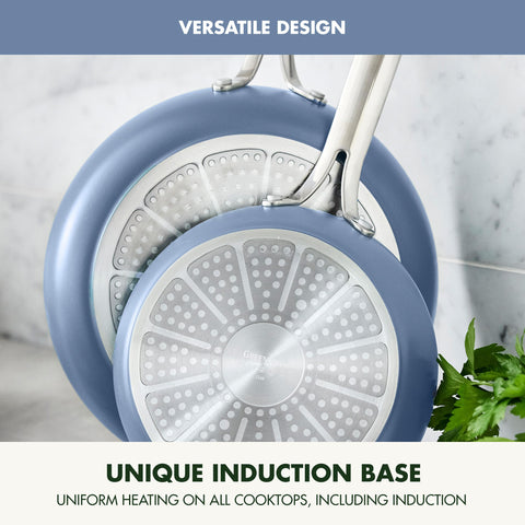 GreenPan Nova frying vegetables demonstrating even heat distribution and release