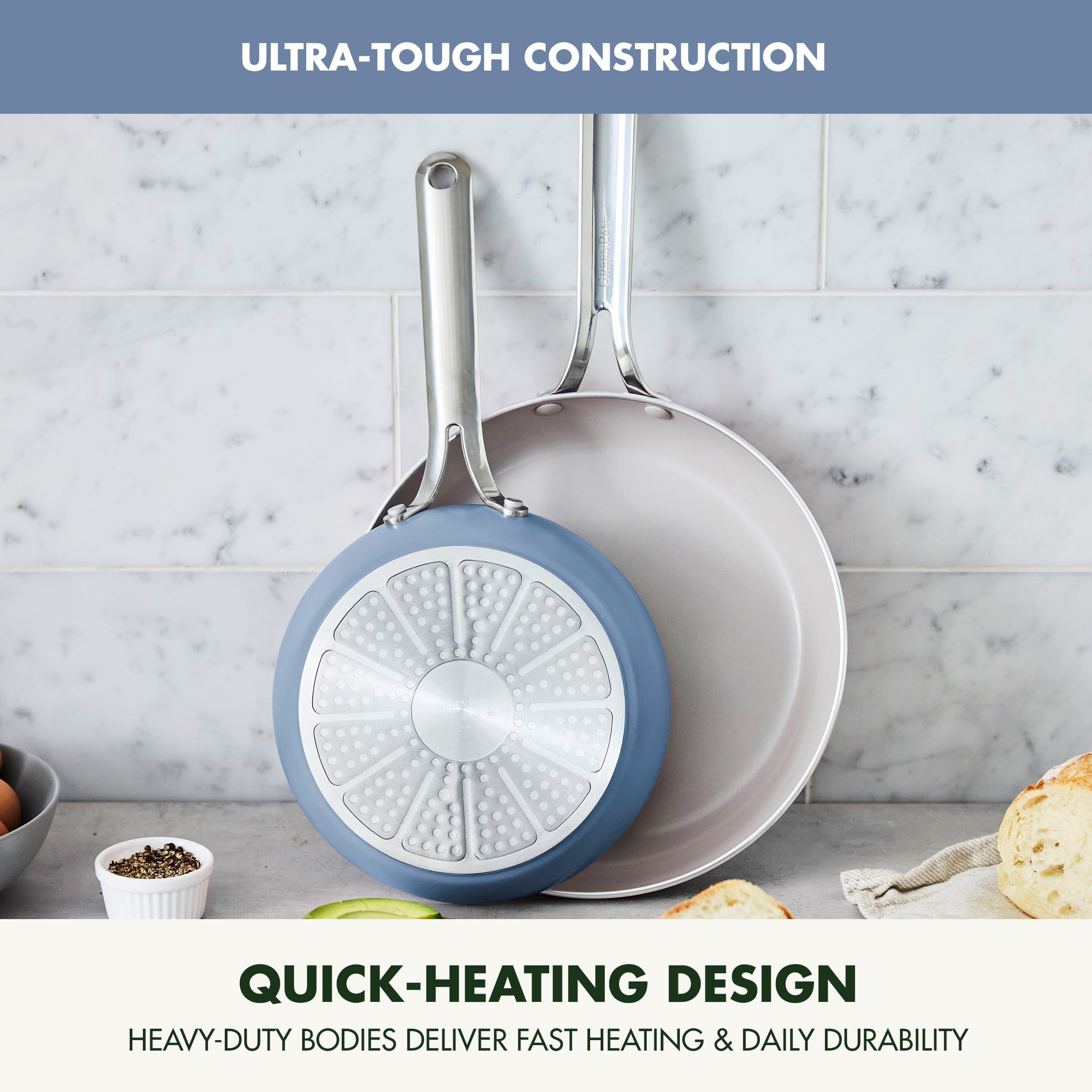 GreenPan Nova in oven broiling a dish proving oven-safe performance