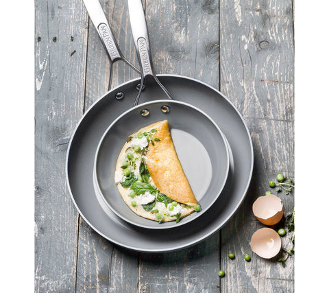 GreenPan Paris Pro handle and ceramic surface close-up demonstrating grip and nonstick