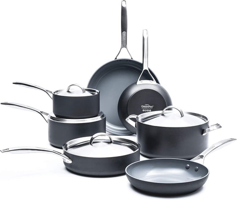 GreenPan Paris Pro front view showing full set and professional appearance