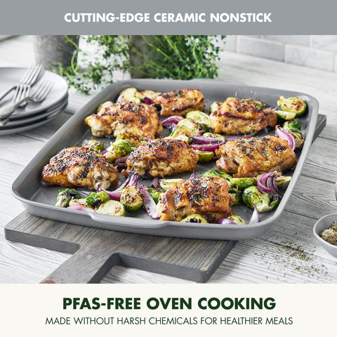 GreenPan Premiere close-up of ceramic nonstick surface for easy release benefit