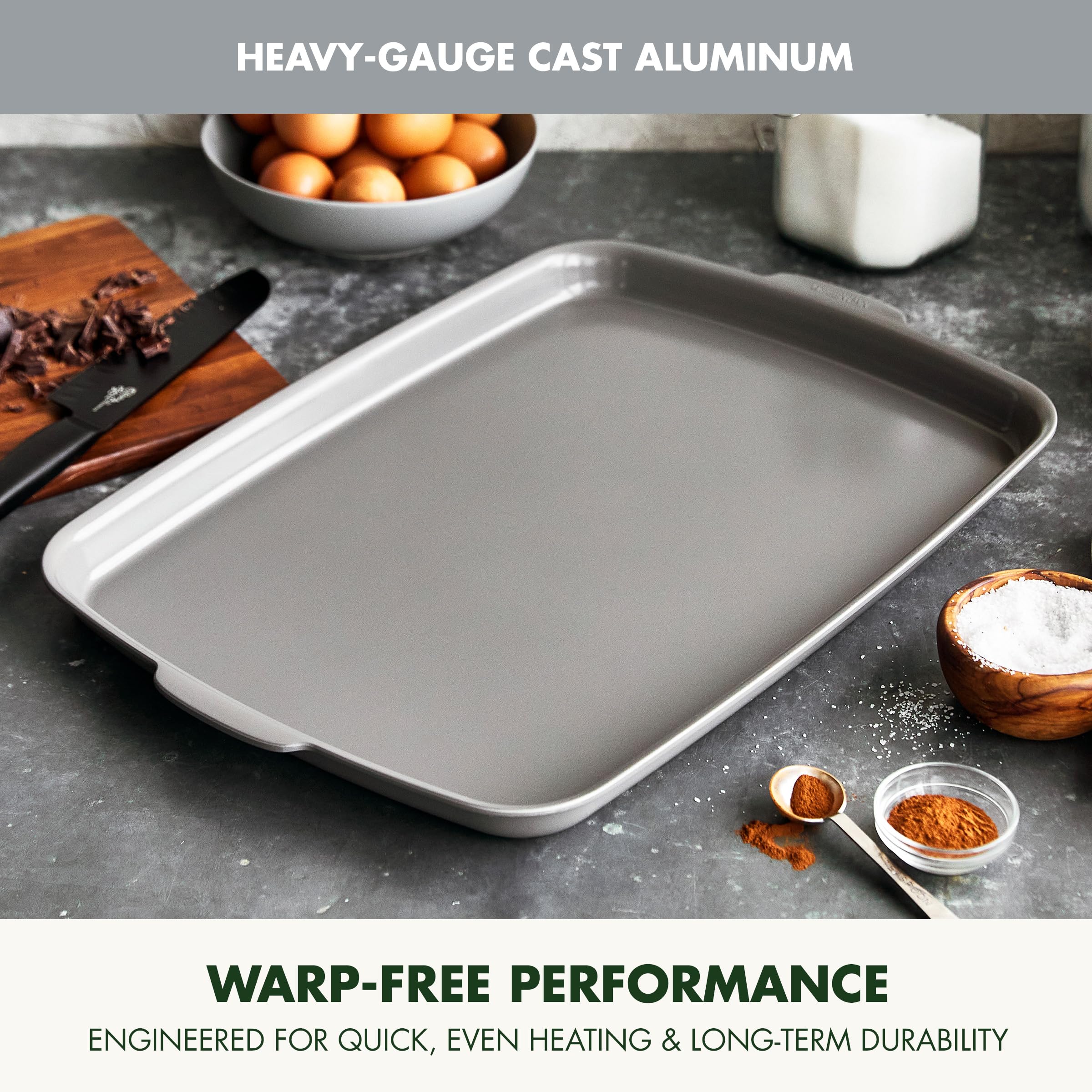 GreenPan Premiere built-in handle grip view enabling safe transfer benefit