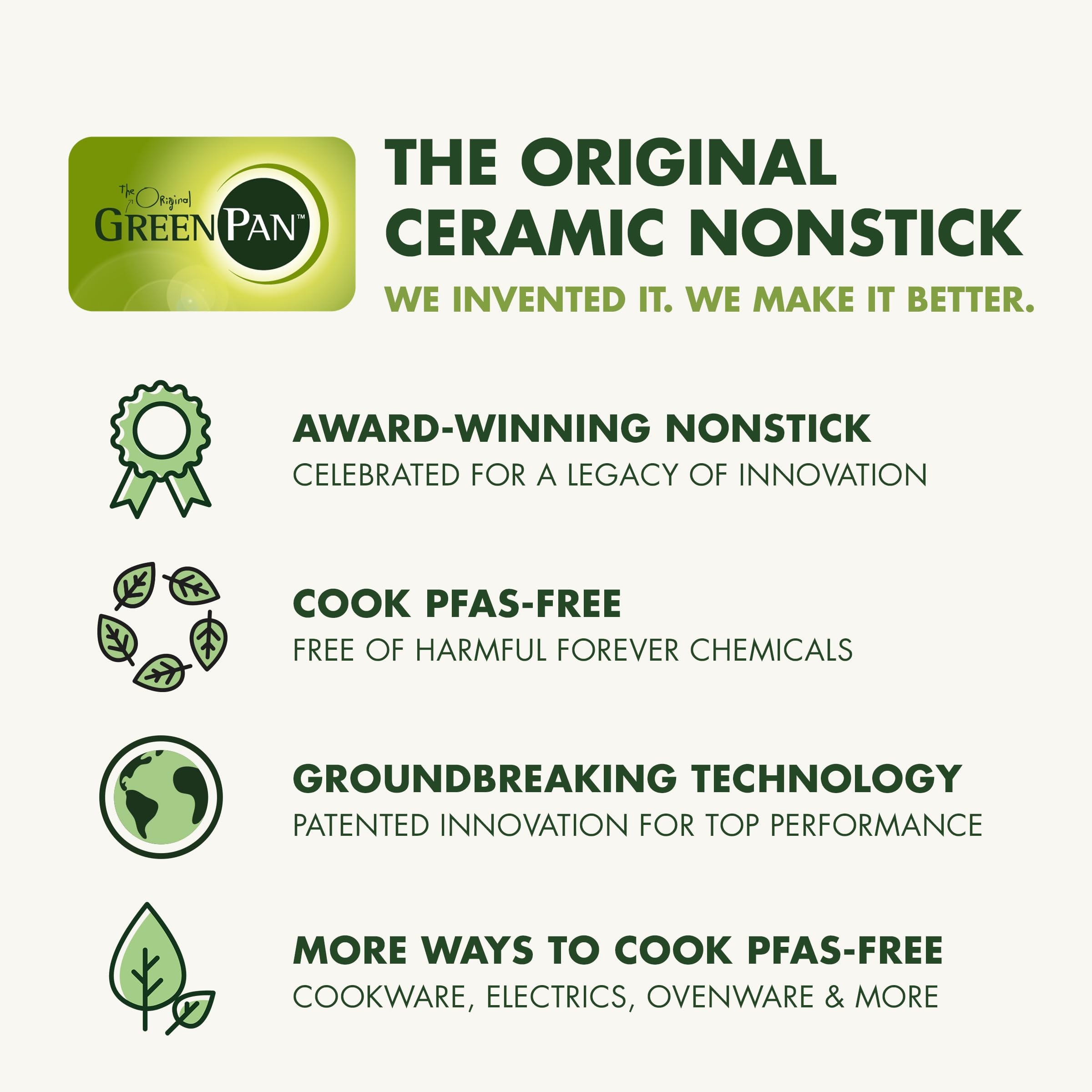 GreenPan Premiere styled in kitchen setting highlighting everyday cooking benefit