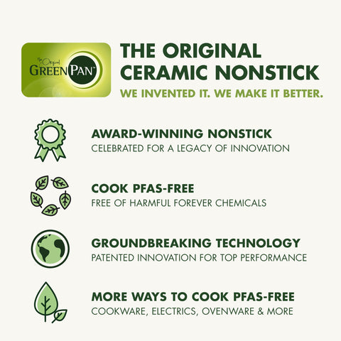 GreenPan Premiere styled in kitchen setting highlighting everyday cooking benefit