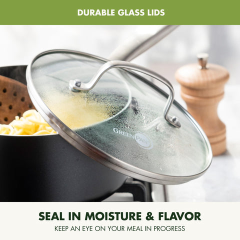 GreenPan saucepan in oven showing high-heat finishing capability